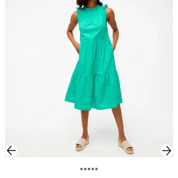 NWT J.Crew Factory J.Crew Petite Tiered Ruffle Midi
Dress P4 Green - Picture 2 of 7